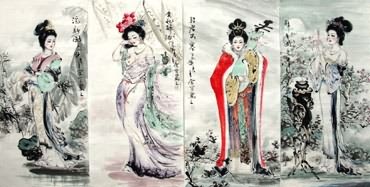 Chinese Famous Four Beauties Painting,48cm x 96cm,3712002-x