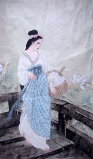 Chinese Famous Four Beauties Painting,60cm x 97cm,3713004-x