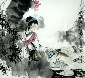 Chinese Famous Four Beauties Painting,97cm x 90cm,3763003-x