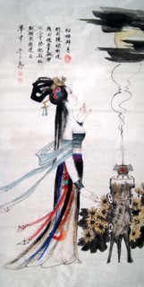 Chinese Famous Four Beauties Painting,66cm x 136cm,3783004-x