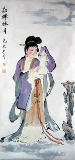 Chinese Famous Four Beauties Painting,48cm x 96cm,3793007-x