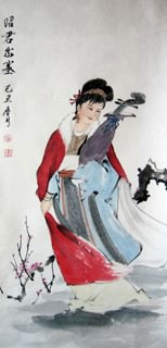 Chinese Famous Four Beauties Painting,48cm x 96cm,3793010-x