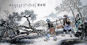 Chinese Fishman Farmer Painting,50cm x 100cm,3711009-x