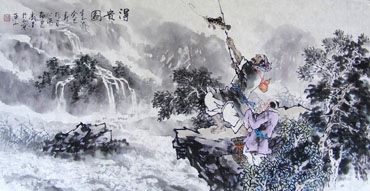 Chinese Fishman Farmer Painting,50cm x 100cm,3711040-x
