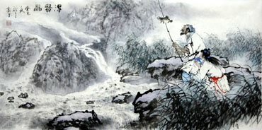Chinese Fishman Farmer Painting,50cm x 100cm,3711042-x