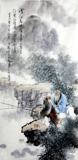 Chinese Fishman Farmer Painting,50cm x 100cm,3711045-x
