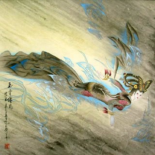 Chinese Flying Apsaras Painting,66cm x 66cm,3530012-x