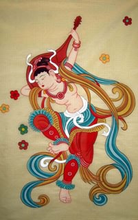 Chinese Flying Apsaras Painting,65cm x 100cm,3773005-x