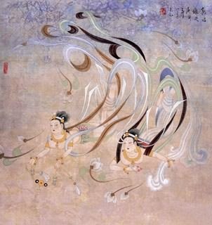 Chinese Flying Apsaras Painting,69cm x 69cm,3773007-x