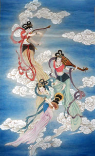 Chinese Flying Apsaras Painting,66cm x 136cm,3802034-x