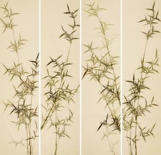 Chinese Four Screens of Flowers and Birds Painting,33cm x 130cm,2340115-x