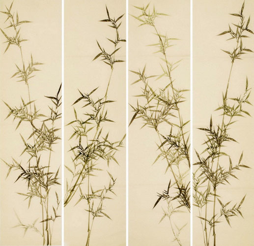 Four Screens of Flowers and Birds,33cm x 130cm(13〃 x 51〃),2340115-z