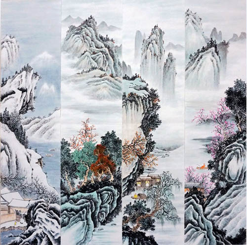 Four Screens of Landscapes,35cm x 136cm(14〃 x 53〃),1101004-z