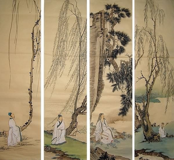 Four Screens of Landscapes,33cm x 130cm(13〃 x 51〃),1113002-z
