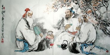 Chinese Gao Shi Play Chess Tea Song Painting,69cm x 138cm,3447017-x