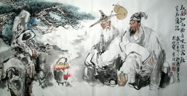 Chinese Gao Shi Play Chess Tea Song Painting,69cm x 138cm,3447019-x