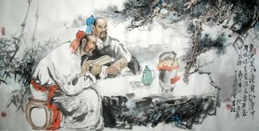 Chinese Gao Shi Play Chess Tea Song Painting,69cm x 138cm,3447022-x