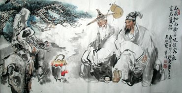 Chinese Gao Shi Play Chess Tea Song Painting,69cm x 138cm,3447110-x