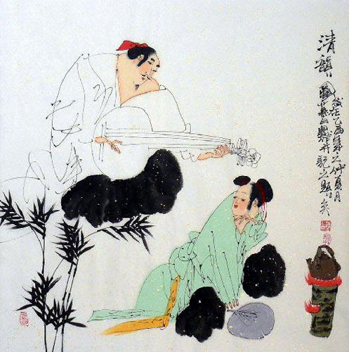Gao Shi Play Chess Tea Song,66cm x 66cm(26〃 x 26〃),3540003-z