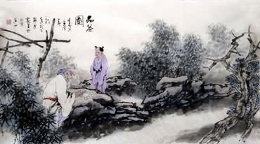Chinese Gao Shi Play Chess Tea Song Painting,50cm x 100cm,3711028-x