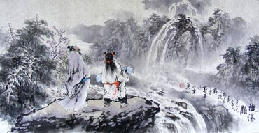 Chinese Gao Shi Play Chess Tea Song Painting,50cm x 100cm,3711057-x