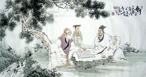 Gao Shi Play Chess Tea Song,50cm x 100cm(19〃 x 39〃),3725009-z