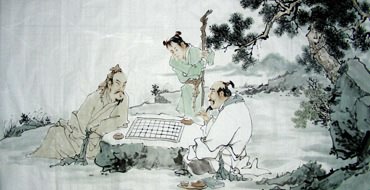 Chinese Gao Shi Play Chess Tea Song Painting,66cm x 136cm,3725019-x
