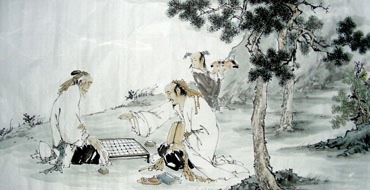 Chinese Gao Shi Play Chess Tea Song Painting,66cm x 136cm,3725020-x