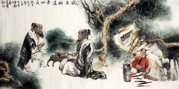 Chinese Gao Shi Play Chess Tea Song Painting,66cm x 136cm,3803017-x