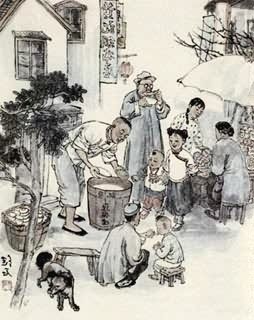 Chinese Genre Painting,69cm x 69cm,3679009-x