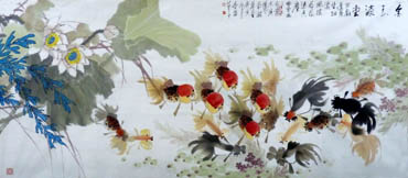 Chinese Goldfish Painting,75cm x 180cm,2366002-x
