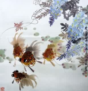 Chinese Goldfish Painting,69cm x 69cm,2366009-x