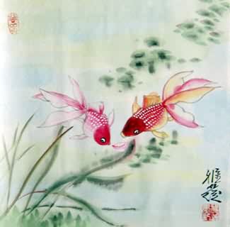 Chinese Goldfish Painting,33cm x 33cm,2367019-x