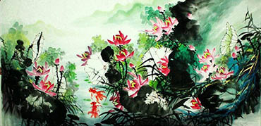Chinese Goldfish Painting,68cm x 136cm,2449001-x