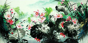 Chinese Goldfish Painting,68cm x 136cm,2449003-x
