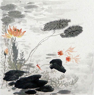 Chinese Goldfish Painting,50cm x 50cm,2545001-x