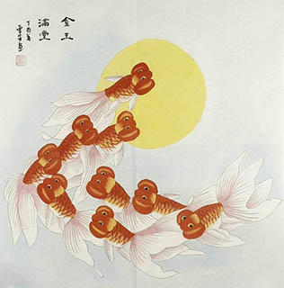 Chinese Goldfish Painting,66cm x 66cm,2547028-x