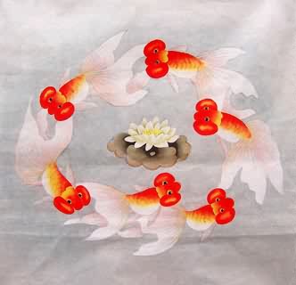 Chinese Goldfish Painting,66cm x 66cm,2622004-x