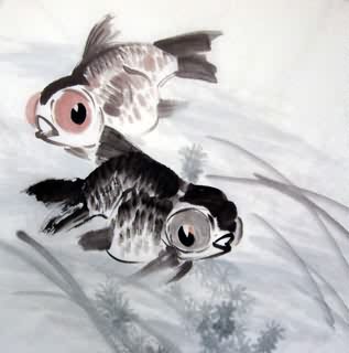 Chinese Goldfish Painting,66cm x 66cm,2805004-x