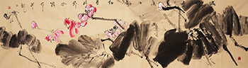 Chinese Goldfish Painting,48cm x 176cm,lzl21221003-x