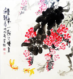Chinese Goldfish Painting,50cm x 54cm,zjh21157001-x