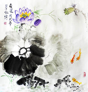Chinese Goldfish Painting,50cm x 54cm,zjh21157010-x