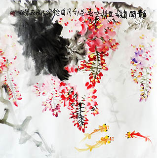 Chinese Goldfish Painting,50cm x 54cm,zjh21157015-x