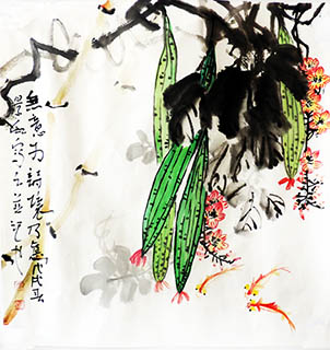 Chinese Goldfish Painting,50cm x 54cm,zjh21157016-x