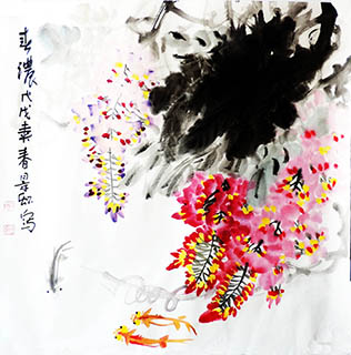Chinese Goldfish Painting,50cm x 54cm,zjh21157020-x