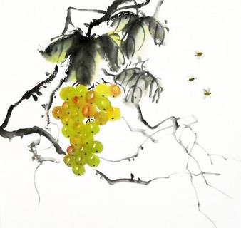 Chinese Grape Painting,33cm x 33cm,2317008-x