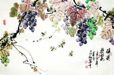 Chinese Grape Painting,69cm x 46cm,2360085-x