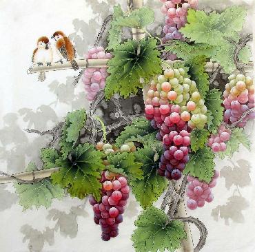 Chinese Grape Painting,66cm x 66cm,2387017-x