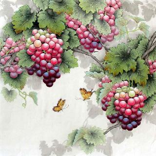 Chinese Grape Painting,66cm x 66cm,2387020-x