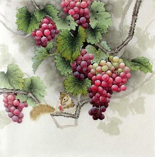 Chinese Grape Painting,66cm x 66cm,2387022-x